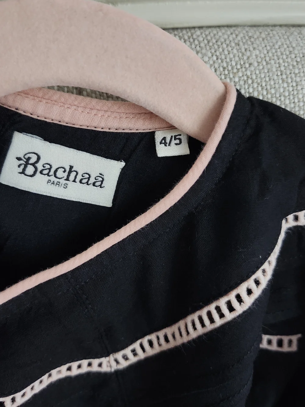Bachaa Black Long-Sleeve Embroidered Floral Dress